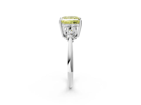 White gold Fancy Yellow Princess Cut Cut Diamond Cluster Ring with Solitaire Band and Four-Prong Setting_44
