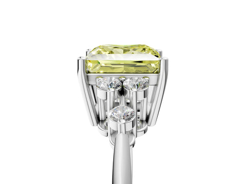 White gold Fancy Yellow Princess Cut Cut Diamond Cluster Ring with Solitaire Band and Four-Prong Setting_47