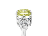 White gold Fancy Yellow Princess Cut Cut Diamond Cluster Ring with Solitaire Band and Four-Prong Setting_5