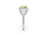 White gold Fancy Yellow Princess Cut Cut Diamond Halo Engagement Ring with Open Split Pavé Band_2