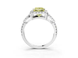 White gold Fancy Yellow Princess Cut Cut Diamond Halo Engagement Ring with Open Split Pavé Band_3