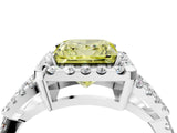 White gold Fancy Yellow Princess Cut Cut Diamond Halo Engagement Ring with Open Split Pavé Band_4