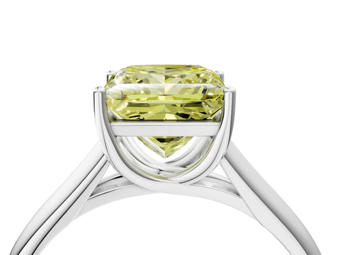 White gold Fancy Yellow Princess Cut Cut Diamond Solitaire Engagement Ring with Tapered Plain Band and Four-Prong Setting_16