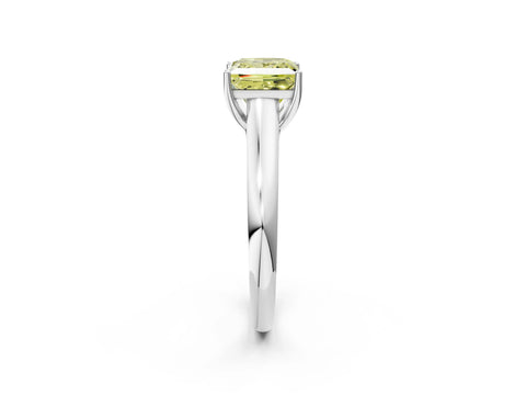 White gold Fancy Yellow Princess Cut Cut Diamond Solitaire Engagement Ring with Tapered Plain Band and Four-Prong Setting_2