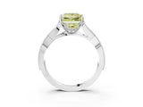 White gold Fancy Yellow Princess Cut Cut Diamond Twisted Band with Milgrain Pave Setting and Four-Prong Setting_10