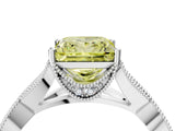 White gold Fancy Yellow Princess Cut Cut Diamond Twisted Band with Milgrain Pave Setting and Four-Prong Setting_16