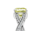 White gold Fancy Yellow Princess Cut Cut Diamond Twisted Band with Milgrain Pave Setting and Four-Prong Setting_17