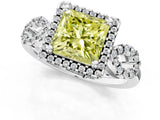 White gold Fancy Yellow Princess Cut Cut Halo Diamond Infinity Band with Four-Prong Setting_1