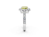 White gold Fancy Yellow Princess Cut Cut Halo Diamond Pavé Engagement Ring with Milgrain Detailing_14