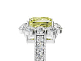 White gold Fancy Yellow Princess Cut Cut Halo Diamond Pavé Engagement Ring with Milgrain Detailing_17