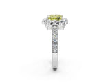 White gold Fancy Yellow Princess Cut Cut Halo Diamond Pavé Engagement Ring with Milgrain Detailing_38