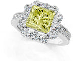 White gold Fancy Yellow Princess Cut Cut Halo Diamond Pavé Engagement Ring with Milgrain Detailing_49
