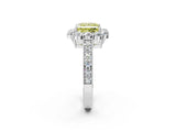 White gold Fancy Yellow Princess Cut Cut Halo Diamond Pavé Engagement Ring with Milgrain Detailing_50