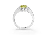 White gold Fancy Yellow Princess Cut Cut Halo Diamond Pavé Engagement Ring with Milgrain Detailing_51