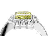 White gold Fancy Yellow Princess Cut Cut Halo Diamond Pavé Engagement Ring with Milgrain Detailing_52