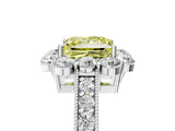 White gold Fancy Yellow Princess Cut Cut Halo Diamond Pavé Engagement Ring with Milgrain Detailing_53