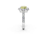 White gold Fancy Yellow Princess Cut Cut Halo Diamond Pavé Engagement Ring with Milgrain Detailing_62