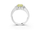 White gold Fancy Yellow Princess Cut Cut Halo Diamond Pavé Engagement Ring with Milgrain Detailing_63