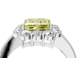 White gold Fancy Yellow Princess Cut Cut Halo Diamond Pavé Engagement Ring with Milgrain Detailing_64