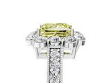White gold Fancy Yellow Princess Cut Cut Halo Diamond Pavé Engagement Ring with Milgrain Detailing_65