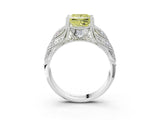White gold Fancy Yellow Princess Cut Cut Milgrain Pave Diamond Engagement Ring with Four-Prong Setting_18