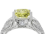 White gold Fancy Yellow Princess Cut Cut Milgrain Pave Diamond Engagement Ring with Four-Prong Setting_19