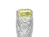 White gold Fancy Yellow Princess Cut Cut Milgrain Pave Diamond Engagement Ring with Four-Prong Setting_20