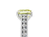 White gold Fancy Yellow Princess Cut Cut Pave Band Milgrain Solitaire Ring_5