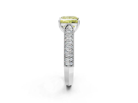 White gold Fancy Yellow Princess Cut Cut Pave Split Shank Engagement Ring with Four-Prong Setting_2