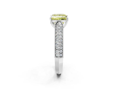 White gold Fancy Yellow Princess Cut Cut Pave Split Shank Engagement Ring with Four-Prong Setting_36