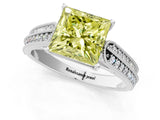 White gold Fancy Yellow Princess Cut Cut Pave Split Shank Engagement Ring with Four-Prong Setting_49