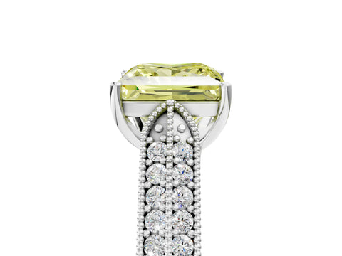 White gold Fancy Yellow Princess Cut Cut Pave Split Shank Engagement Ring with Four-Prong Setting_5