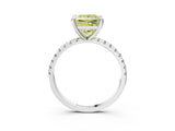 White gold Fancy Yellow Princess Cut Diamond Brilliant Solitaire Ring with Pavé Band and Four-Prong Setting_15