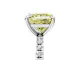 White gold Fancy Yellow Princess Cut Diamond Brilliant Solitaire Ring with Pavé Band and Four-Prong Setting_17