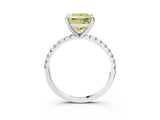 White gold Fancy Yellow Princess Cut Diamond Brilliant Solitaire Ring with Pavé Band and Four-Prong Setting_27