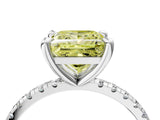 White gold Fancy Yellow Princess Cut Diamond Brilliant Solitaire Ring with Pavé Band and Four-Prong Setting_28