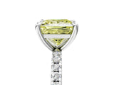 White gold Fancy Yellow Princess Cut Diamond Brilliant Solitaire Ring with Pavé Band and Four-Prong Setting_29