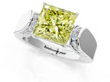 White gold Fancy Yellow Princess Cut Diamond Channel Set Solitaire Ring with Four-Prong Setting_28