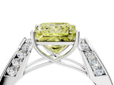 White gold Fancy Yellow Princess Cut Diamond Channel Set Solitaire Ring with Four-Prong Setting_31