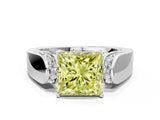 White gold Fancy Yellow Princess Cut Diamond Channel Set Solitaire Ring with Four-Prong Setting_37