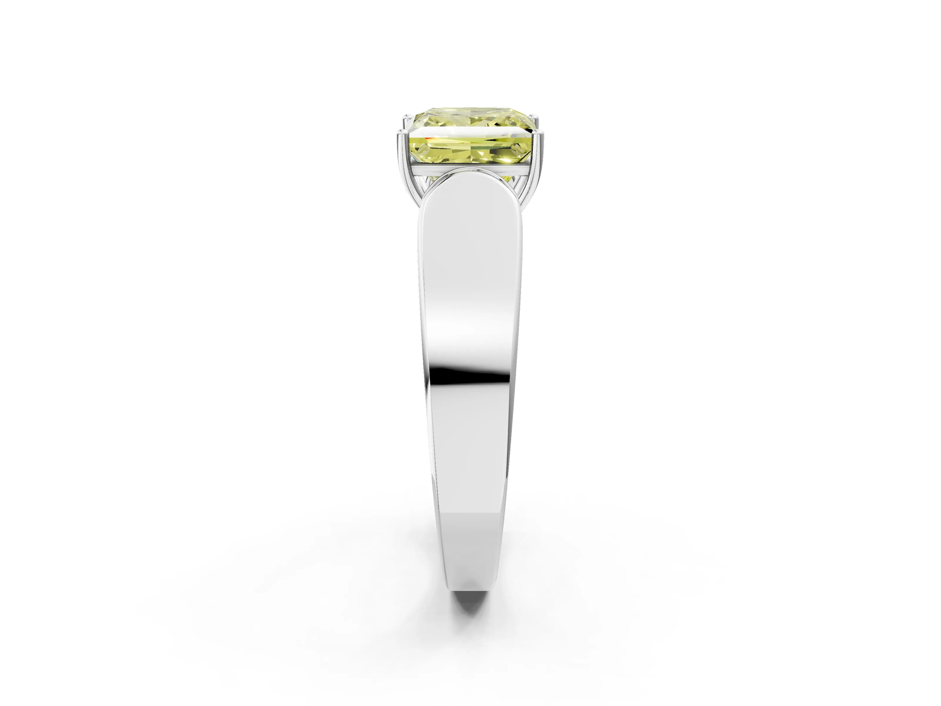 White gold Fancy Yellow Princess Cut Diamond Channel Set Solitaire Ring with Four-Prong Setting_39