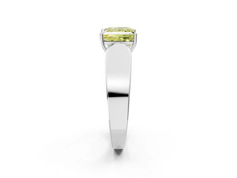 White gold Fancy Yellow Princess Cut Diamond Channel Set Solitaire Ring with Four-Prong Setting_39