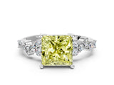 White gold Fancy Yellow Princess Cut Diamond Cluster Pavé Band with Four-Prong Setting_13