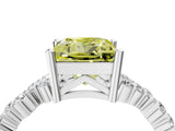 White gold Fancy Yellow Princess Cut Diamond Cluster Pavé Band with Four-Prong Setting_17