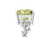 White gold Fancy Yellow Princess Cut Diamond Cluster Pavé Band with Four-Prong Setting_18