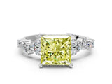 White gold Fancy Yellow Princess Cut Diamond Cluster Pavé Band with Four-Prong Setting_27