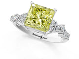 White gold Fancy Yellow Princess Cut Diamond Cluster Pavé Band with Four-Prong Setting_28