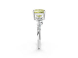 White gold Fancy Yellow Princess Cut Diamond Cluster Pavé Band with Four-Prong Setting_29