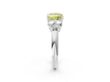 White gold Fancy Yellow Princess  Cut Diamond Cluster Ring with Round Accent Stones and Prong Setting on a Classic Band_31