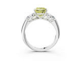 White gold Fancy Yellow Princess  Cut Diamond Cluster Ring with Round Accent Stones and Prong Setting on a Classic Band_32